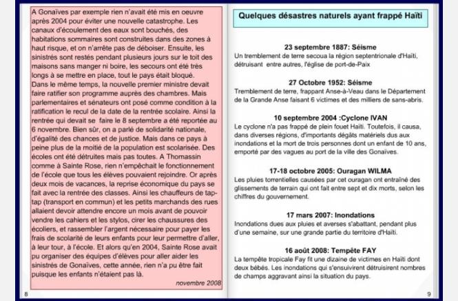Cahier virtuel : les risques naturels en Haïti