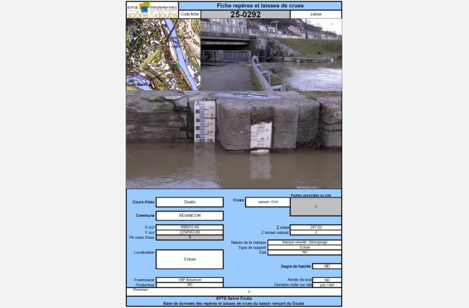 Site Internet de l'observatoire des inondations du Doubs